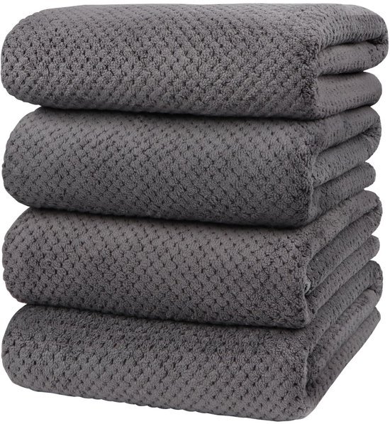 Unyqoos® Set van Vier Luxe Ultra Zachte en Hoogabsorberende Microvezel Handdoeken voor Bad en Sport