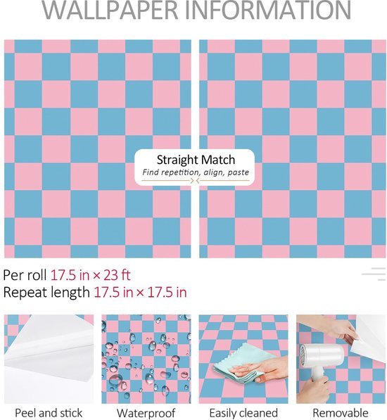550x597-3.jpg Unyqoos® Waterdicht zelfklevend schaakbordpatroon behang voor kleurrijke kinderkamer