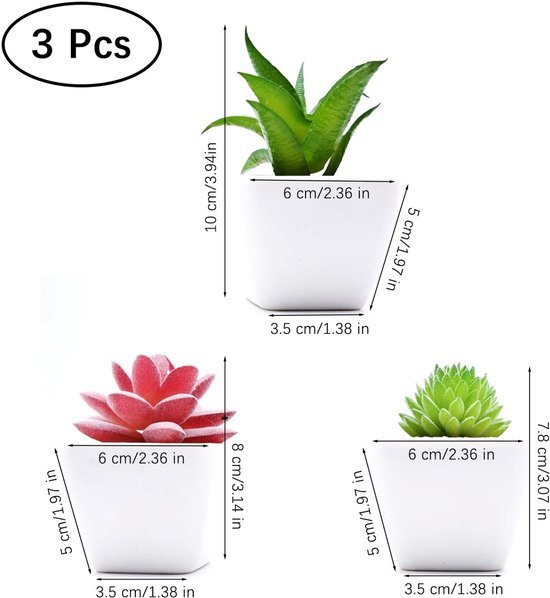 Unyqoos ® Decoratieve Set van Drie Realistische Kunstplanten voor Thuis en Kantoor