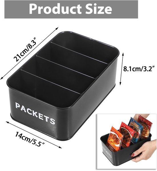 550x598-12.jpg Unyqoos® Zwarte metalen kruiden- en theezakjes organizer met vier vakken voor keukenopslag