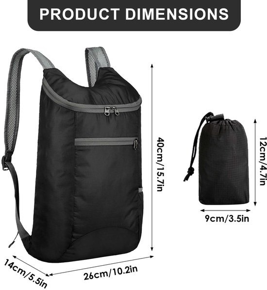 Unyqoos® Ultralichte opvouwbare rugzak voor reizen, wandelen en dagelijks gebruik