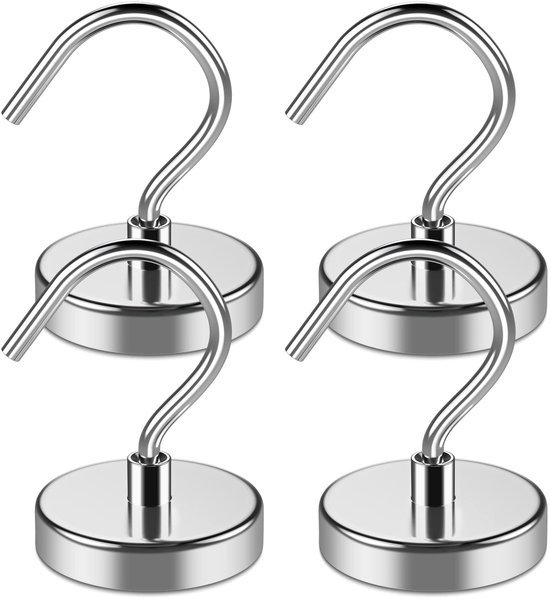 Unyqoos® Set van 4 krachtige magneethaken voor veelzijdig gebruik in huis en kantoor