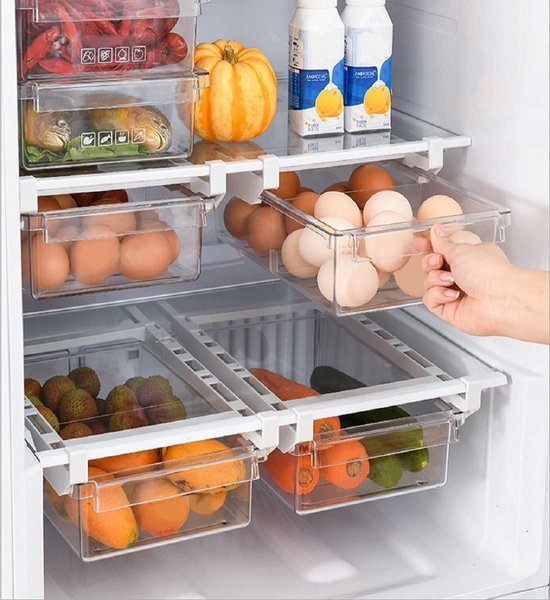 550x600-13.jpg Unyqoos® Transparante en Stapelbare Koelkastorganizer voor Optimaal Keukenbeheer