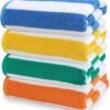 Unyqoos® Set van Vier Luxe Strandhanddoeken in Heldere Kleuren, 76 x 152 cm, Zacht en Absorberend Katoen