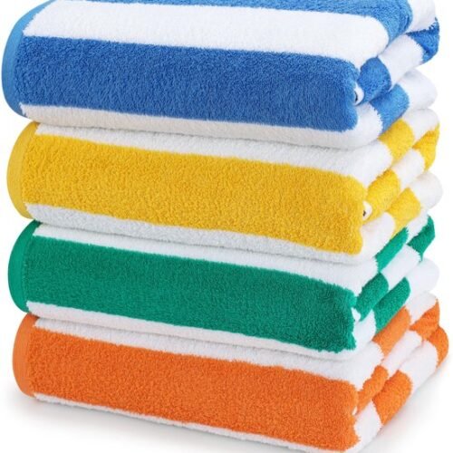 550x600-21.jpg Unyqoos® Set van Vier Luxe Strandhanddoeken in Heldere Kleuren, 76 x 152 cm, Zacht en Absorberend Katoen