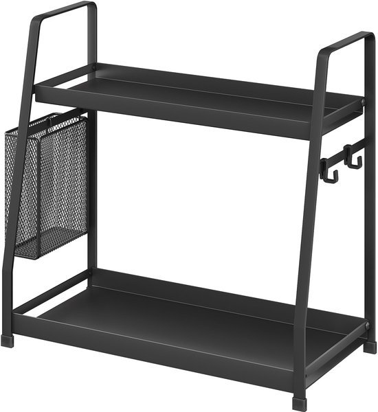 550x600-32.jpg Unyqoos® Stijlvol Zwart Metalen Kruidenrek met 2 Niveaus voor Optimaal Keukenbeheer