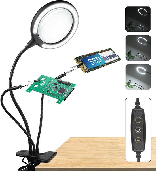 550x601-1.jpg Unyqoos® Verstelbaar vergrootglas met LED-verlichting en klem voor diverse hobbyprojecten