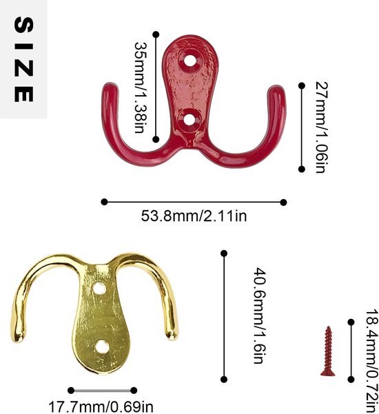 550x601-14.jpg Unyqoos® Set van 7 kleurrijke garderobehaken met dubbele haken voor veelzijdig gebruik