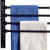 Unyqoos® Zwenkbare Handdoekhouder Zonder Boren - 4 Armen, RVS, Zelfklevend, Mat Zwart, Ruimtebesparend voor Badkamer en Keuken