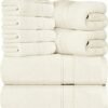 Unyqoos® Luxueuze 8-delige Handdoekenset voor Spa, Fitness en Thuisgebruik in Ivoor