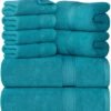 Unyqoos® Complete Luxe Badkamer Handdoekenset van Zacht Katoen met Ophanglussen in Verfrissend Turquoise
