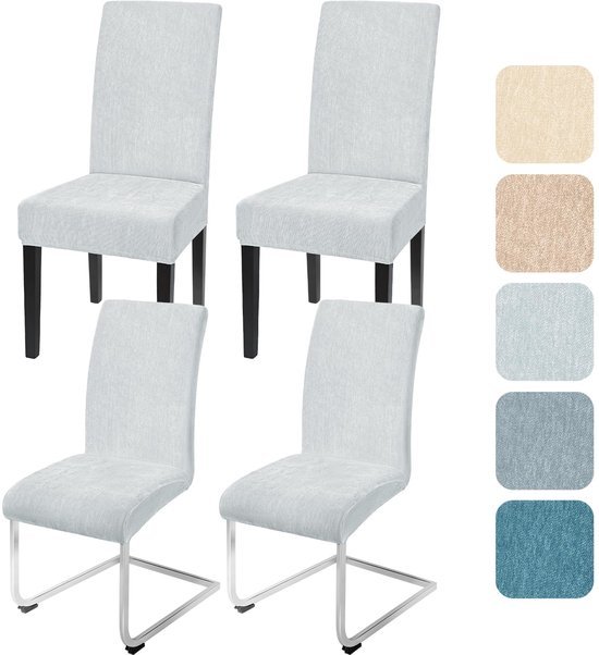 Unyqoos® Universele stretchbare chenille stoelhoezen set van 4 voor diverse gelegenheden en stoelen