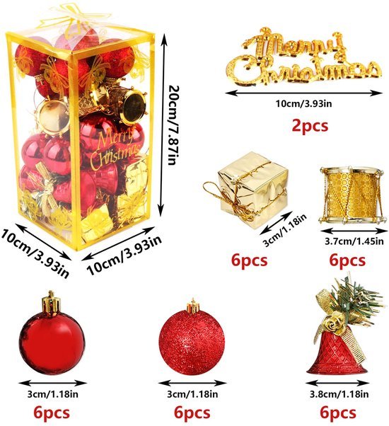 550x602-17.jpg Unyqoos® Set van 32 breukvaste rode kerstballen voor binnen en buiten decoratie