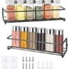 Unyqoos® 2-delige Set Zwart Metalen Kruidenrek voor Muurmontage zonder Boren met Zelfklevende Haken en Schroeven