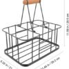Unyqoos® Metalen flessenmand met houten handvat voor zes flessen in vintage stijl