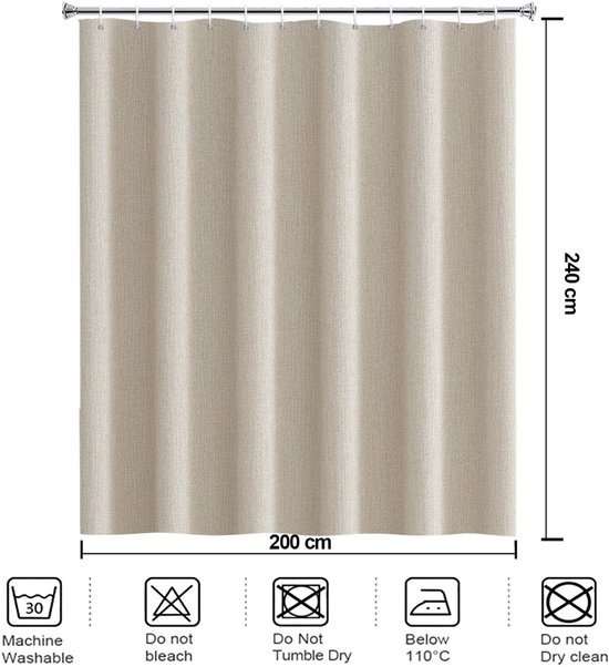 550x602-2.jpg Unyqoos® Waterafstotend textiel douchegordijn in beige linnenlook voor badkamer