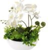 Unyqoos® Realistische witte orchidee kunstplant in keramische pot voor decoratie, wit, 35 cm