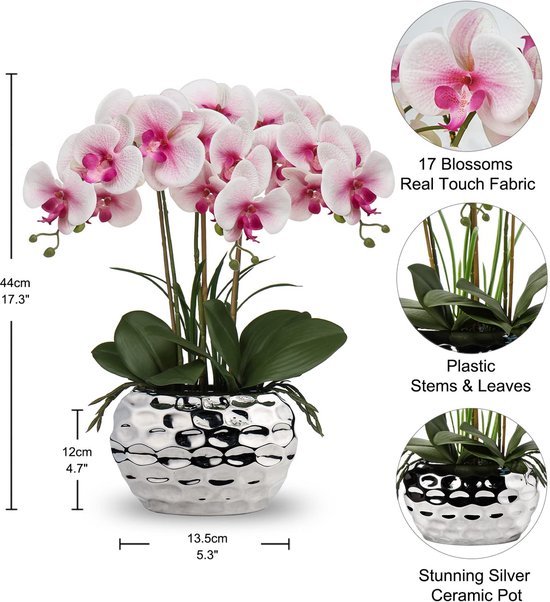 Unyqoos® Realistische orchidee kunstplant in keramische pot voor huisdecoratie