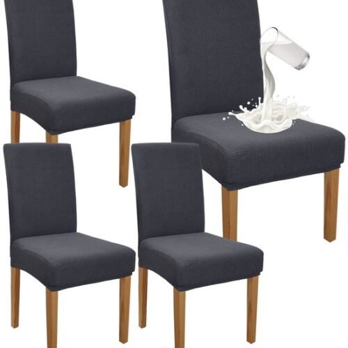 Unyqoos ® Waterafstotende Stretch Stoelhoezen voor Eetkamerstoelen - Set van Vier in Elegant Grijs