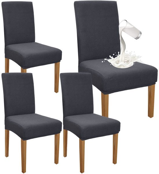 Unyqoos ® Waterafstotende Stretch Stoelhoezen voor Eetkamerstoelen - Set van Vier in Elegant Grijs