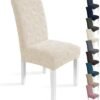 Unyqoos® Set van 6 elastische stoelhoezen voor diverse stoelen, beige kleur