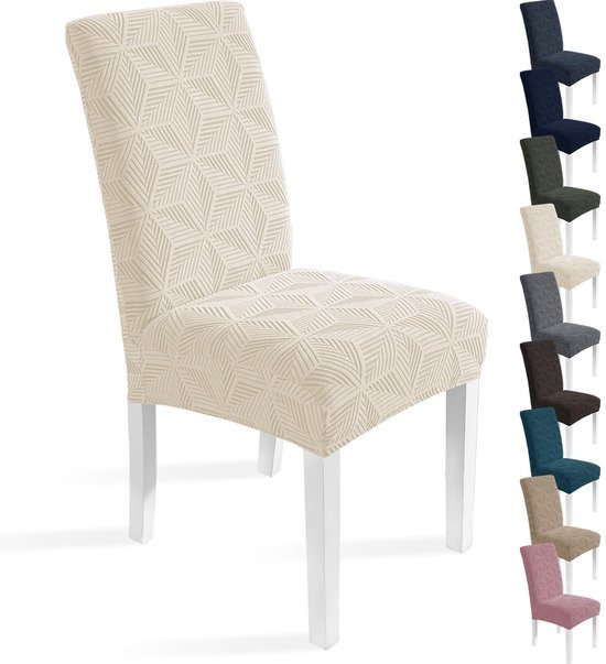 Unyqoos® Set van 6 elastische stoelhoezen voor diverse stoelen, beige kleur
