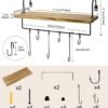Unyqoos® Ruimtebesparend houten wandrek met handdoekhouder en haken, set van 2 voor diverse ruimtes