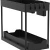 Unyqoos® Uitschuifbare Dubbeldeks Keuken- en Badkamerorganizer met Haken en Bekers voor Onder de Wastafel