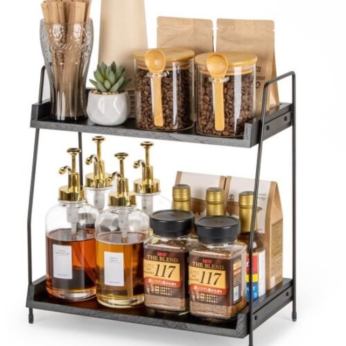 550x604-58.jpg Unyqoos ® Stijlvolle Multifunctionele Organisator voor Koffie en Keuken met Dubbele Planken