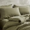 Unyqoos® Olijfgroene katoenen beddengoedset met ritssluiting en vintage uitstraling
