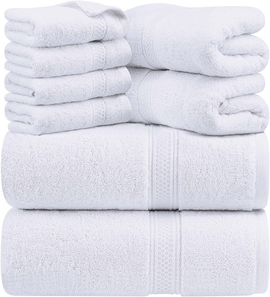 Unyqoos® Zachte en Luxe 8-delige Handdoekenset voor Badkamer en Spa Ervaring