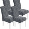 Unyqoos® Elastische stoelhoezen set van 4 voor hoge rugleuning stoelen in lichtgrijs