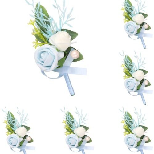 550x606-14.jpg Unyqoos® Set van zes elegante lichtblauwe kunstbloem corsages voor formele gelegenheden