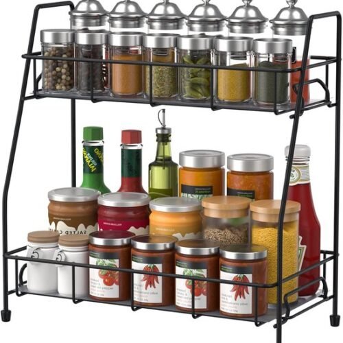 Unyqoos ® Elegant en Ruimtebesparend Keuken- en Badkamer Organizer Rek met Twee Lagen voor Diverse Opbergmogelijkheden