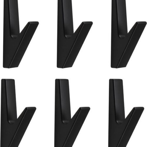 Unyqoos® Set van 6 stijlvolle zwarte wandhaken voor diverse ruimtes in huis