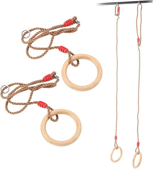 Unyqoos® Houten gymnastiekringen set voor veelzijdige fitness en speelplezier