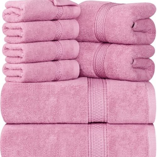 550x606-9.jpg Unyqoos® Luxueuze 8-Delige Handdoekenset van Hoogwaardige Katoen met Praktische Ophanghaakjes