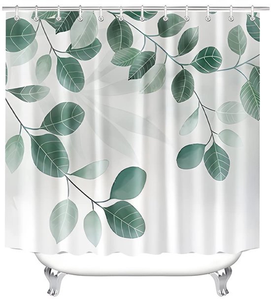 Unyqoos® Douchegordijn Met Groene Bladeren Ontwerp Voor Badkamercomfort