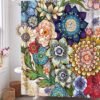 Unyqoos® Decoratief Douchegordijn met Levendige Bloemenprint en Kunstzinnige Natuurelementen, 180 x 200 cm, Wasbaar, Waterafstotend, Inclusief 12 Ophangringen