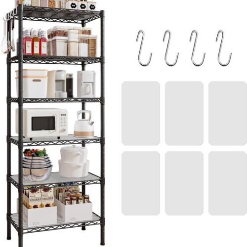 550x607-15.jpg Unyqoos® Ruim en verstelbaar metalen opbergrek met 6 planken voor elke ruimte