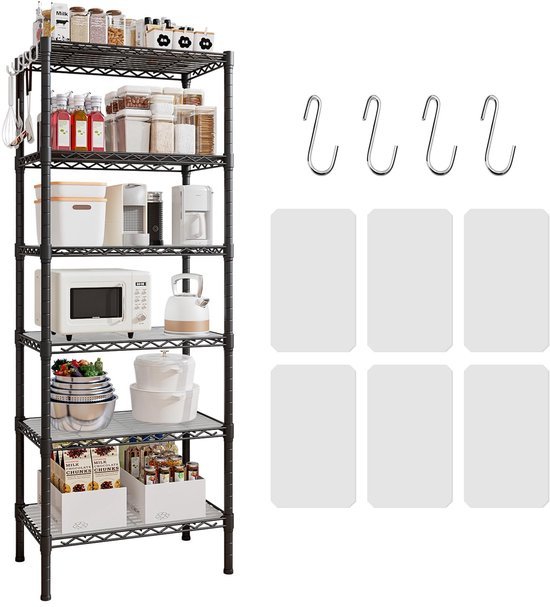 550x607-15.jpg Unyqoos® Ruim en verstelbaar metalen opbergrek met 6 planken voor elke ruimte