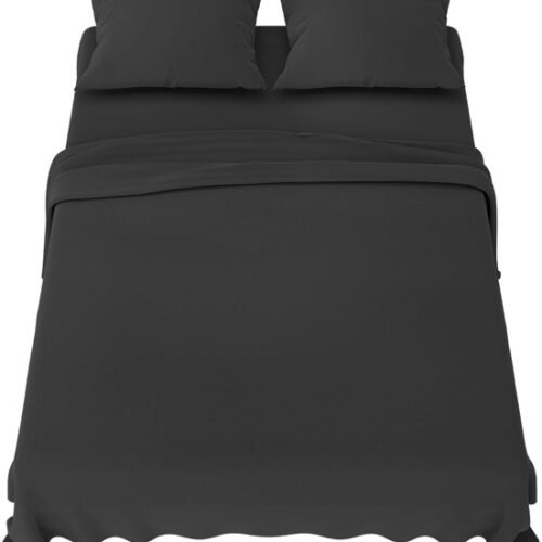Unyqoos® Luxe vierdelige beddengoedset van microvezel in elegante donkergrijze kleur