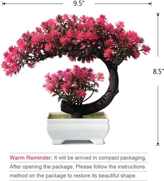 Unyqoos® Decoratieve kunstbonsai in magenta voor huis, kantoor en slaapkamer