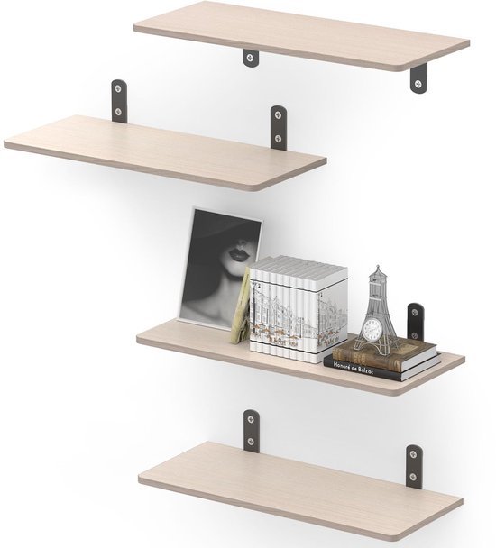 550x608-12.jpg Unyqoos® Set van vier houten zwevende wandplanken voor stijlvolle opbergruimte
