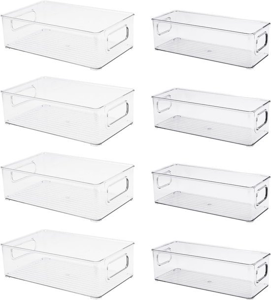 Unyqoos® Transparante stapelbare opbergdozen set voor koelkast en kastorganisatie