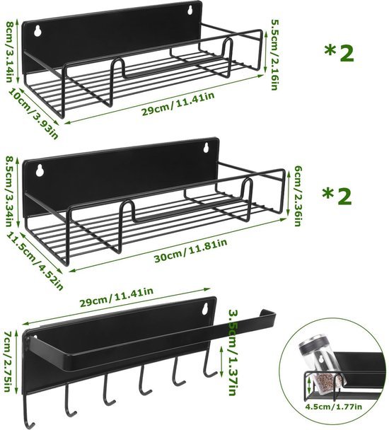 Unyqoos® Magneet Keukenorganizer Set met Keukenrolhouder en Haakjes voor Koelkast en Wandmontage