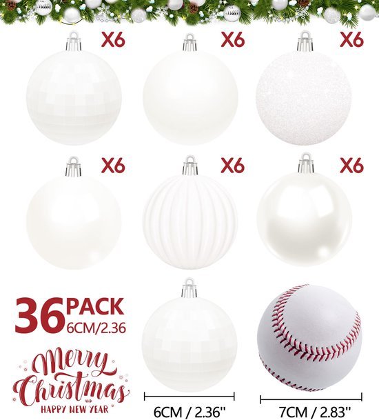 Unyqoos® Set van 36 kleurrijke kunststof kerstballen voor feestelijke boomdecoratie
