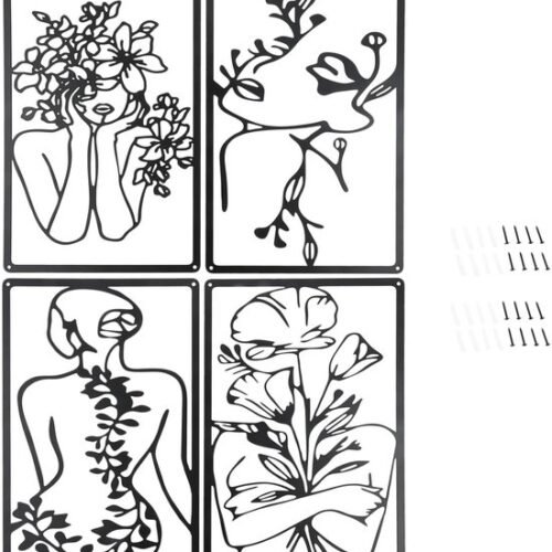 550x609-18.jpg Unyqoos® Set van vier metalen wanddecoraties met abstracte kunst voor elk interieur