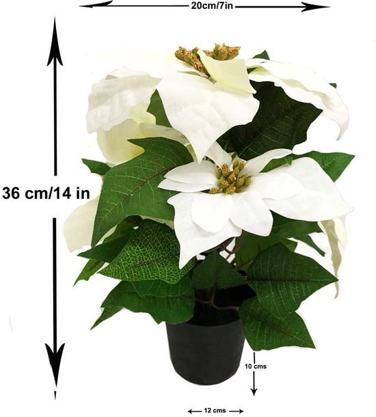 Unyqoos® Realistisch ogende witte kerstster in pot voor feestelijke decoratie