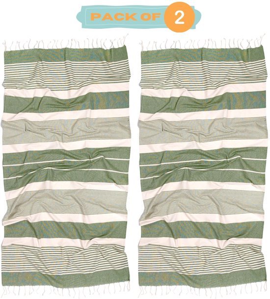 Unyqoos® Set van 2 Luxe en Absorberende Strand- en Saunahanddoeken van 100% Katoen met Elegante Franjes